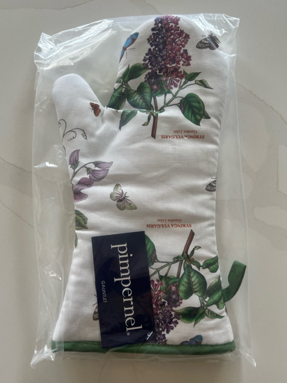Portmeirion Floral Garden Lilac Oven Glove in White with Green and Purple